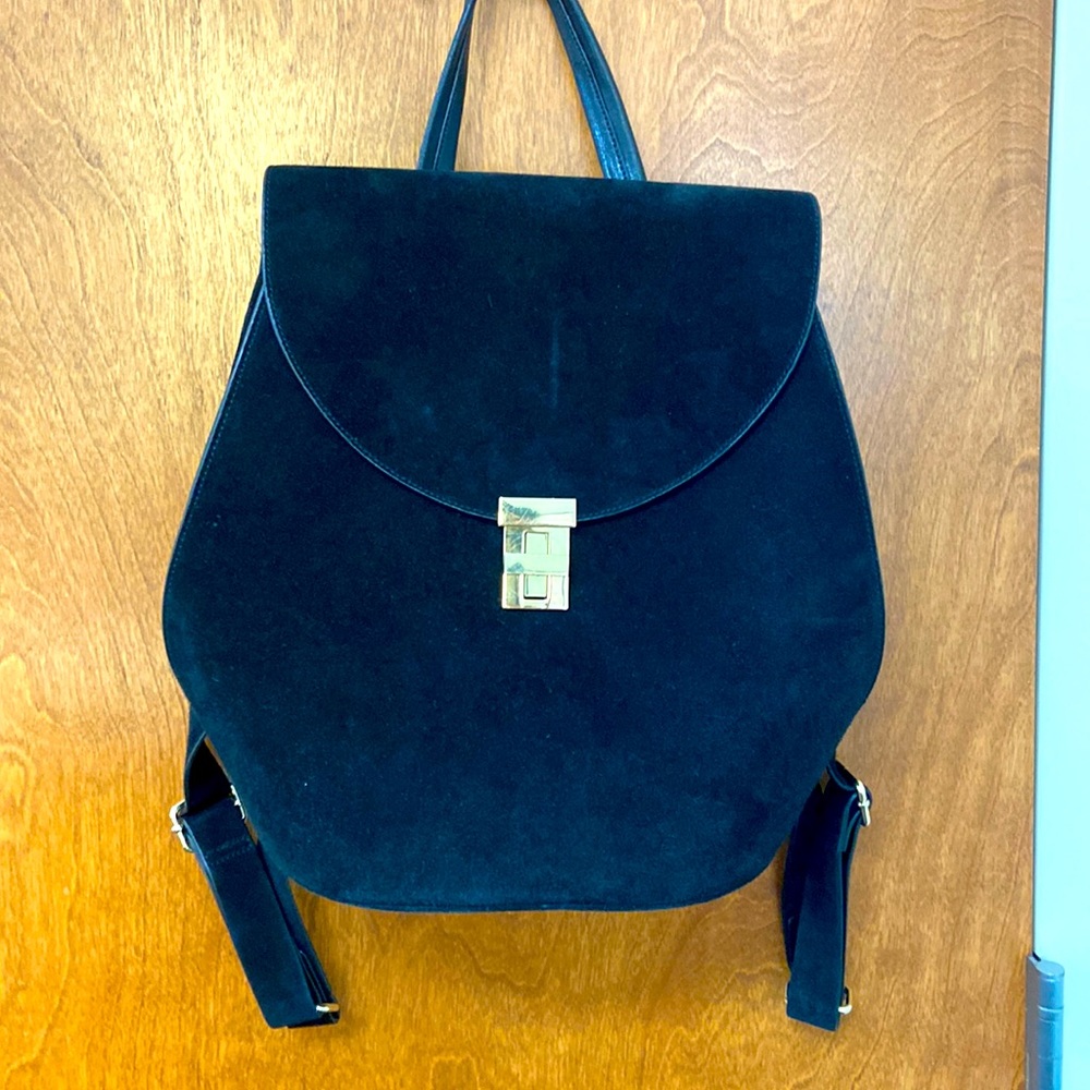Neely & Chloe Burch No.3 black suede backpack.